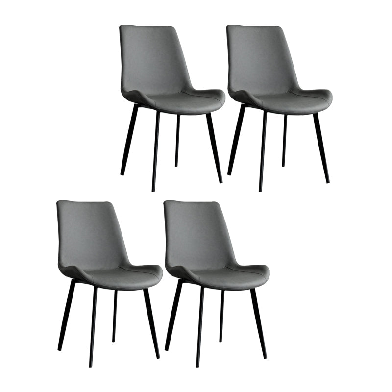Contemporary Style Dining Chairs Armless Kitchen Side Chairs with Metal Legs Gray Black 4 Piece Set Clearhalo ' kitchen&dining_furn' 'Dining Chairs' 'Dining Tables & Seating' 'dining_chair' 'furn' 'furn_dining_chair' 'Furniture' 'furniture_dining_chair' 'Kitchen & Dining Furniture' 'kitchen' 4369674