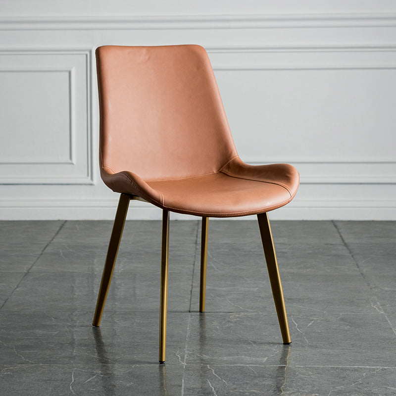 Contemporary Style Dining Chairs Armless Kitchen Side Chairs with Metal Legs Dark Brown 1 Piece Clearhalo ' kitchen&dining_furn' 'Dining Chairs' 'Dining Tables & Seating' 'dining_chair' 'furn' 'furn_dining_chair' 'Furniture' 'furniture_dining_chair' 'Kitchen & Dining Furniture' 'kitchen' 4369675