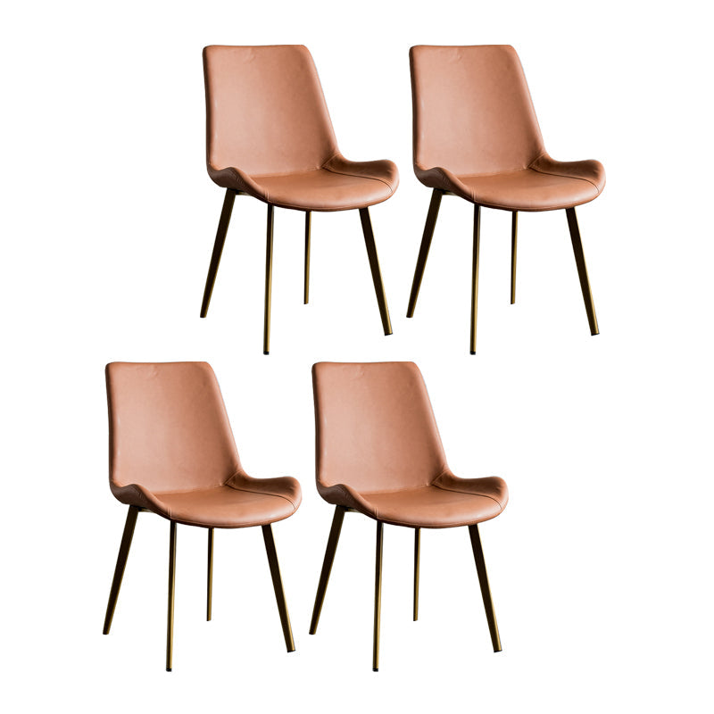 Contemporary Style Dining Chairs Armless Kitchen Side Chairs with Metal Legs Dark Brown 4 Piece Set Clearhalo ' kitchen&dining_furn' 'Dining Chairs' 'Dining Tables & Seating' 'dining_chair' 'furn' 'furn_dining_chair' 'Furniture' 'furniture_dining_chair' 'Kitchen & Dining Furniture' 'kitchen' 4369677