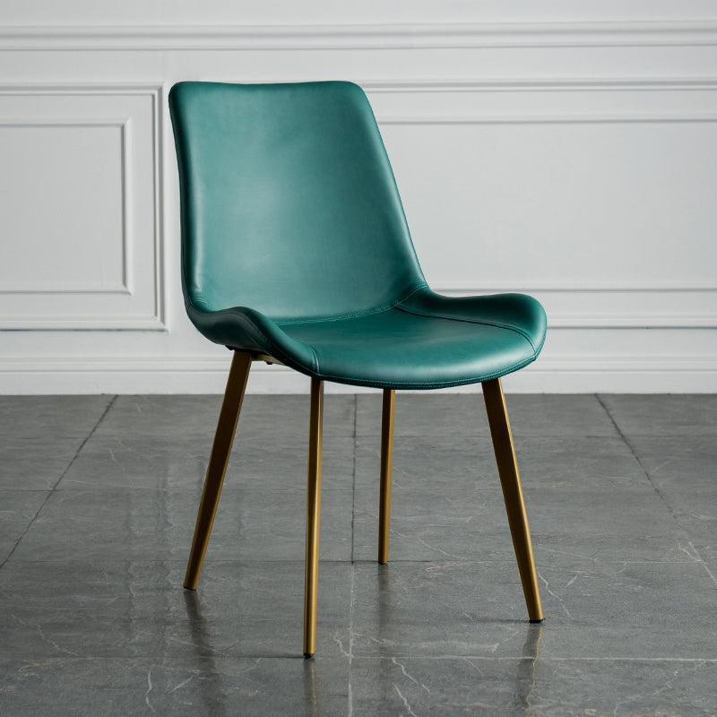 Contemporary Style Dining Chairs Armless Kitchen Side Chairs with Metal Legs Dark Navy 1 Piece Clearhalo ' kitchen&dining_furn' 'Dining Chairs' 'Dining Tables & Seating' 'dining_chair' 'furn' 'furn_dining_chair' 'Furniture' 'furniture_dining_chair' 'Kitchen & Dining Furniture' 'kitchen' 4369678