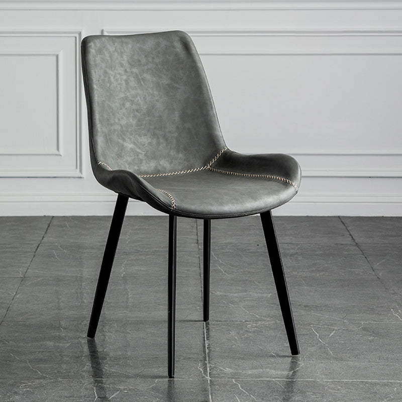 Contemporary Style Dining Chairs Armless Kitchen Side Chairs with Metal Legs Dark Gray-Black 1 Piece Clearhalo ' kitchen&dining_furn' 'Dining Chairs' 'Dining Tables & Seating' 'dining_chair' 'furn' 'furn_dining_chair' 'Furniture' 'furniture_dining_chair' 'Kitchen & Dining Furniture' 'kitchen' 4369681