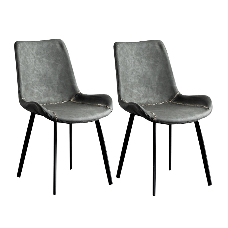 Contemporary Style Dining Chairs Armless Kitchen Side Chairs with Metal Legs Dark Gray-Black 2 Piece Set Clearhalo ' kitchen&dining_furn' 'Dining Chairs' 'Dining Tables & Seating' 'dining_chair' 'furn' 'furn_dining_chair' 'Furniture' 'furniture_dining_chair' 'Kitchen & Dining Furniture' 'kitchen' 4369682