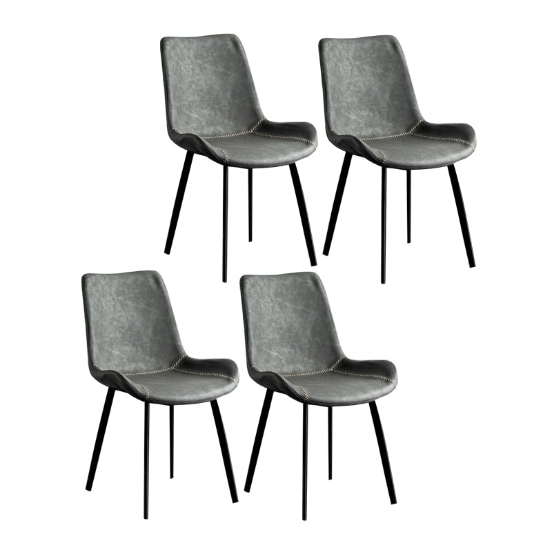 Contemporary Style Dining Chairs Armless Kitchen Side Chairs with Metal Legs Dark Gray-Black 4 Piece Set Clearhalo ' kitchen&dining_furn' 'Dining Chairs' 'Dining Tables & Seating' 'dining_chair' 'furn' 'furn_dining_chair' 'Furniture' 'furniture_dining_chair' 'Kitchen & Dining Furniture' 'kitchen' 4369683