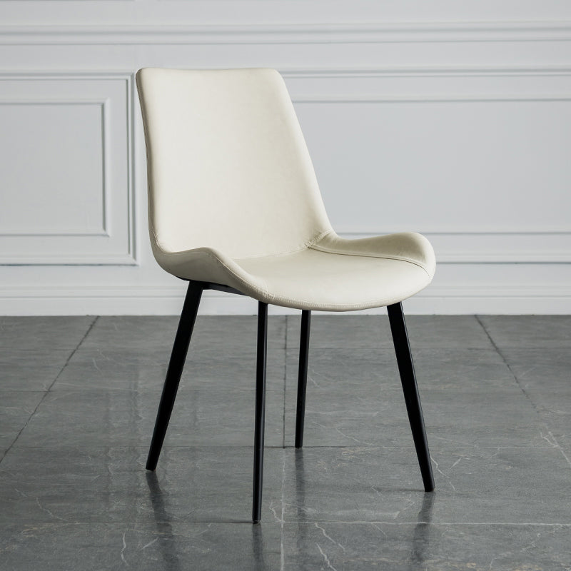 Contemporary Style Dining Chairs Armless Kitchen Side Chairs with Metal Legs Light Beige 1 Piece Clearhalo ' kitchen&dining_furn' 'Dining Chairs' 'Dining Tables & Seating' 'dining_chair' 'furn' 'furn_dining_chair' 'Furniture' 'furniture_dining_chair' 'Kitchen & Dining Furniture' 'kitchen' 4369684