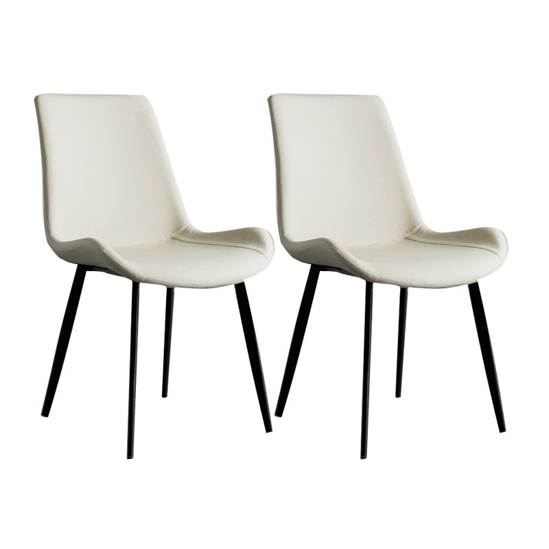 Contemporary Style Dining Chairs Armless Kitchen Side Chairs with Metal Legs Light Beige 2 Piece Set Clearhalo ' kitchen&dining_furn' 'Dining Chairs' 'Dining Tables & Seating' 'dining_chair' 'furn' 'furn_dining_chair' 'Furniture' 'furniture_dining_chair' 'Kitchen & Dining Furniture' 'kitchen' 4369685