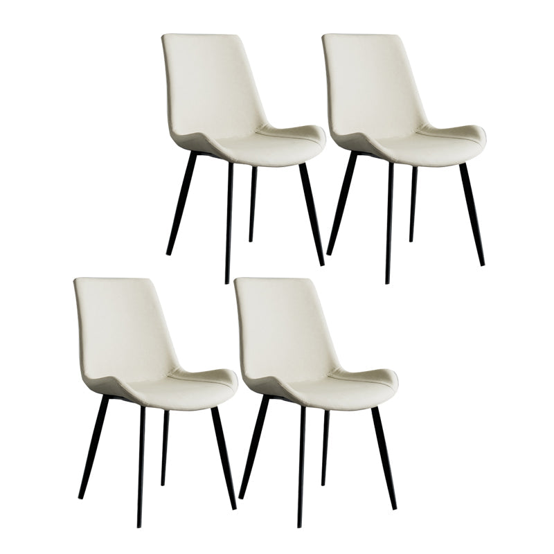 Contemporary Style Dining Chairs Armless Kitchen Side Chairs with Metal Legs Light Beige 4 Piece Set Clearhalo ' kitchen&dining_furn' 'Dining Chairs' 'Dining Tables & Seating' 'dining_chair' 'furn' 'furn_dining_chair' 'Furniture' 'furniture_dining_chair' 'Kitchen & Dining Furniture' 'kitchen' 4369686