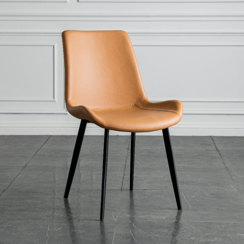 Contemporary Style Dining Chairs Armless Kitchen Side Chairs with Metal Legs Brown-Khaki 1 Piece Clearhalo ' kitchen&dining_furn' 'Dining Chairs' 'Dining Tables & Seating' 'dining_chair' 'furn' 'furn_dining_chair' 'Furniture' 'furniture_dining_chair' 'Kitchen & Dining Furniture' 'kitchen' 4369687