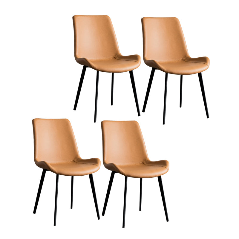 Contemporary Style Dining Chairs Armless Kitchen Side Chairs with Metal Legs Brown-Khaki 4 Piece Set Clearhalo ' kitchen&dining_furn' 'Dining Chairs' 'Dining Tables & Seating' 'dining_chair' 'furn' 'furn_dining_chair' 'Furniture' 'furniture_dining_chair' 'Kitchen & Dining Furniture' 'kitchen' 4369689