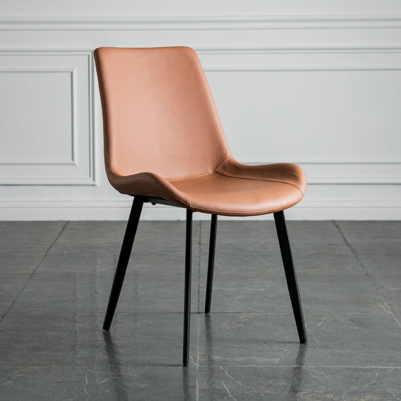 Contemporary Style Dining Chairs Armless Kitchen Side Chairs with Metal Legs Brown-Black 1 Piece Clearhalo ' kitchen&dining_furn' 'Dining Chairs' 'Dining Tables & Seating' 'dining_chair' 'furn' 'furn_dining_chair' 'Furniture' 'furniture_dining_chair' 'Kitchen & Dining Furniture' 'kitchen' 4369690