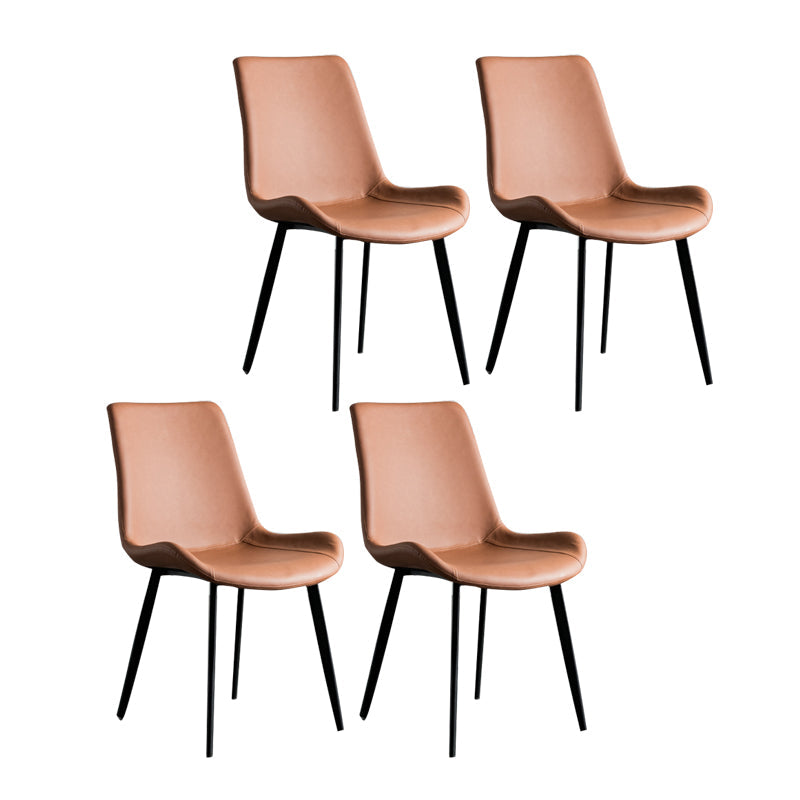 Contemporary Style Dining Chairs Armless Kitchen Side Chairs with Metal Legs Brown-Black 4 Piece Set Clearhalo ' kitchen&dining_furn' 'Dining Chairs' 'Dining Tables & Seating' 'dining_chair' 'furn' 'furn_dining_chair' 'Furniture' 'furniture_dining_chair' 'Kitchen & Dining Furniture' 'kitchen' 4369692