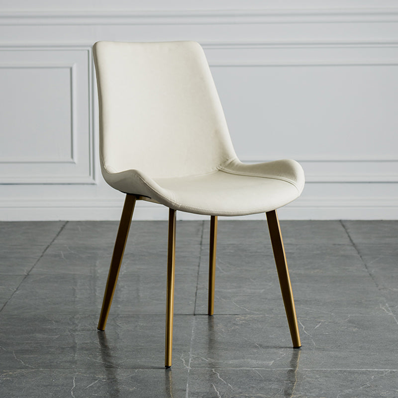 Contemporary Style Dining Chairs Armless Kitchen Side Chairs with Metal Legs Off-White 1 Piece Clearhalo ' kitchen&dining_furn' 'Dining Chairs' 'Dining Tables & Seating' 'dining_chair' 'furn' 'furn_dining_chair' 'Furniture' 'furniture_dining_chair' 'Kitchen & Dining Furniture' 'kitchen' 4369699