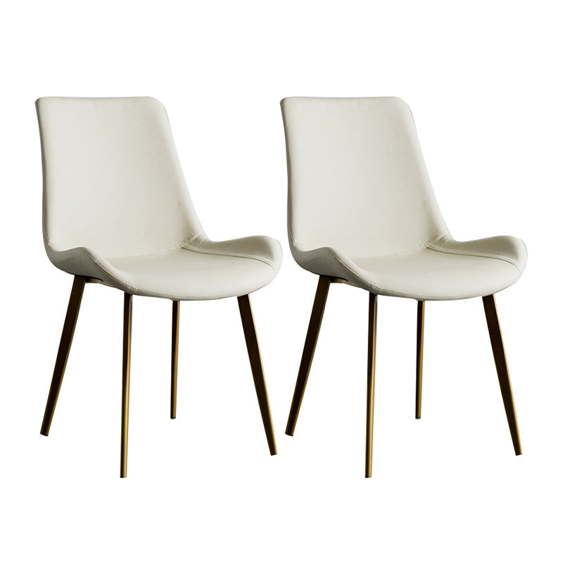 Contemporary Style Dining Chairs Armless Kitchen Side Chairs with Metal Legs Off-White 2 Piece Set Clearhalo ' kitchen&dining_furn' 'Dining Chairs' 'Dining Tables & Seating' 'dining_chair' 'furn' 'furn_dining_chair' 'Furniture' 'furniture_dining_chair' 'Kitchen & Dining Furniture' 'kitchen' 4369700