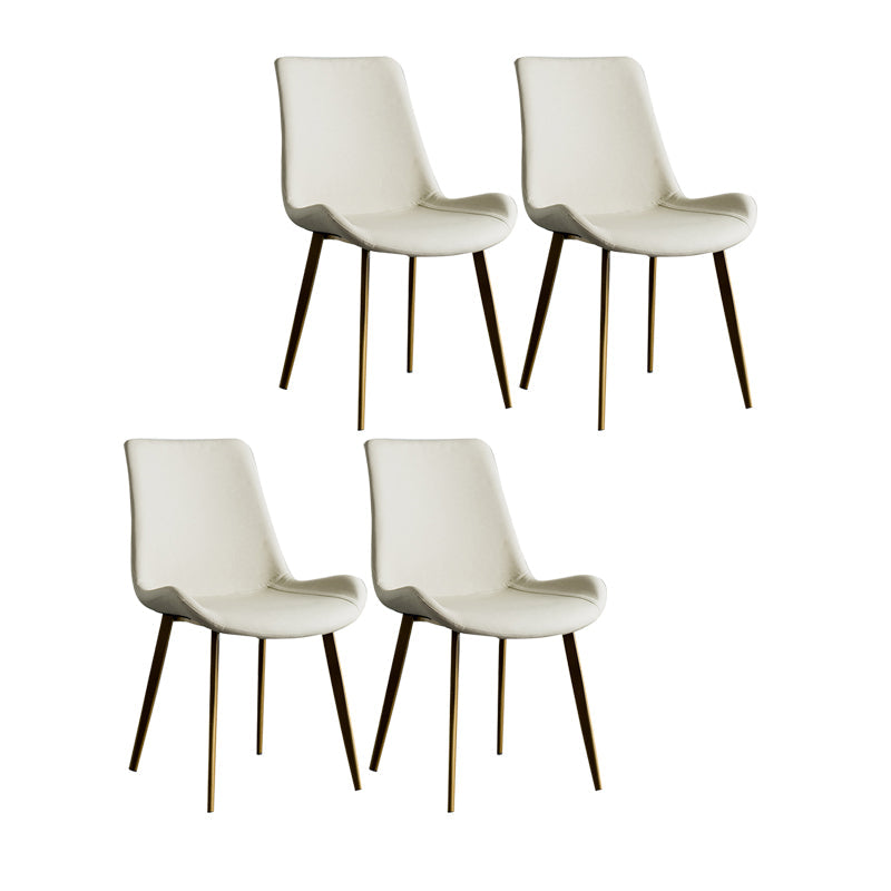 Contemporary Style Dining Chairs Armless Kitchen Side Chairs with Metal Legs Off-White 4 Piece Set Clearhalo ' kitchen&dining_furn' 'Dining Chairs' 'Dining Tables & Seating' 'dining_chair' 'furn' 'furn_dining_chair' 'Furniture' 'furniture_dining_chair' 'Kitchen & Dining Furniture' 'kitchen' 4369701