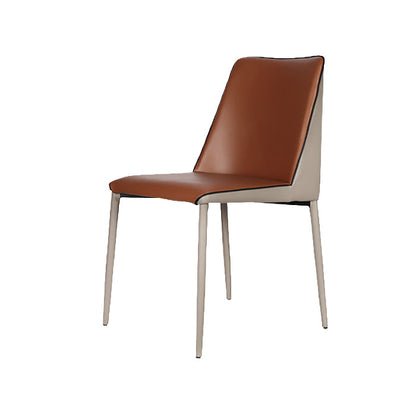 Contemporary Solid Back Armless Chairs Leather Dining Chairs for Kitchen Brown 1 Piece Clearhalo ' kitchen&dining_furn' 'Dining Chairs' 'Dining Tables & Seating' 'dining_chair' 'furn' 'furn_dining_chair' 'Furniture' 'furniture_dining_chair' 'Kitchen & Dining Furniture' 'kitchen' 4369704