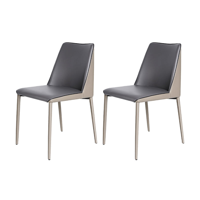 Contemporary Solid Back Armless Chairs Leather Dining Chairs for Kitchen Grey 2 Piece Set Clearhalo ' kitchen&dining_furn' 'Dining Chairs' 'Dining Tables & Seating' 'dining_chair' 'furn' 'furn_dining_chair' 'Furniture' 'furniture_dining_chair' 'Kitchen & Dining Furniture' 'kitchen' 4369711