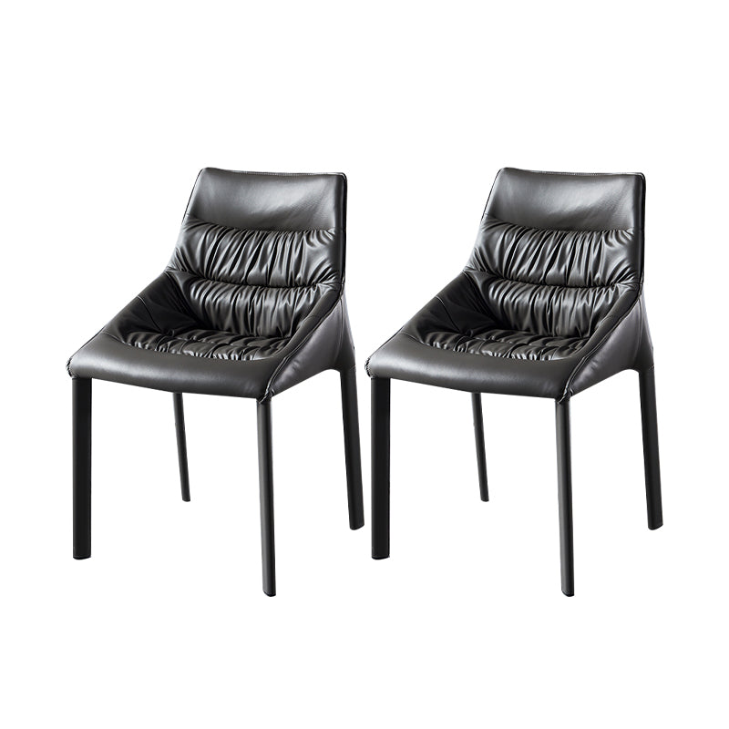 Contemporary Leather Dining Side Chairs Arm Solid Back Chair for Home Use Grey 2 Piece Set Clearhalo ' kitchen&dining_furn' 'Dining Chairs' 'Dining Tables & Seating' 'dining_chair' 'furn' 'furn_dining_chair' 'Furniture' 'furniture_dining_chair' 'Kitchen & Dining Furniture' 'kitchen' 4369727