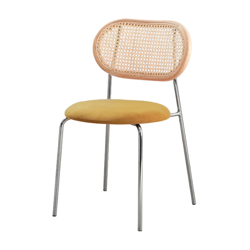 Modern Style Dining Chairs Armless Side Open Back Chair with Metal Legs for Kitchen Yellow 1 Piece Clearhalo ' kitchen&dining_furn' 'Dining Chairs' 'Dining Tables & Seating' 'dining_chair' 'furn' 'furn_dining_chair' 'Furniture' 'furniture_dining_chair' 'Kitchen & Dining Furniture' 'kitchen' 4369756