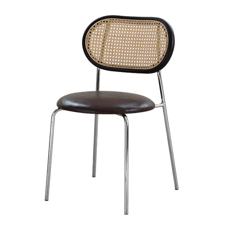 Modern Style Dining Chairs Armless Side Open Back Chair with Metal Legs for Kitchen Brown 1 Piece Clearhalo ' kitchen&dining_furn' 'Dining Chairs' 'Dining Tables & Seating' 'dining_chair' 'furn' 'furn_dining_chair' 'Furniture' 'furniture_dining_chair' 'Kitchen & Dining Furniture' 'kitchen' 4369760