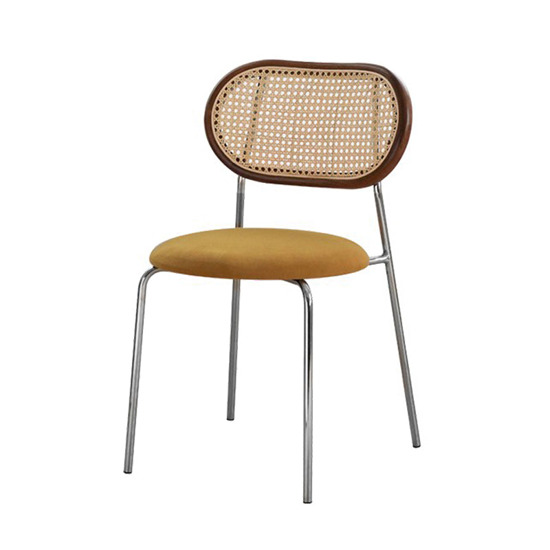 Modern Style Dining Chairs Armless Side Open Back Chair with Metal Legs for Kitchen Light Yellow 1 Piece Clearhalo ' kitchen&dining_furn' 'Dining Chairs' 'Dining Tables & Seating' 'dining_chair' 'furn' 'furn_dining_chair' 'Furniture' 'furniture_dining_chair' 'Kitchen & Dining Furniture' 'kitchen' 4369764