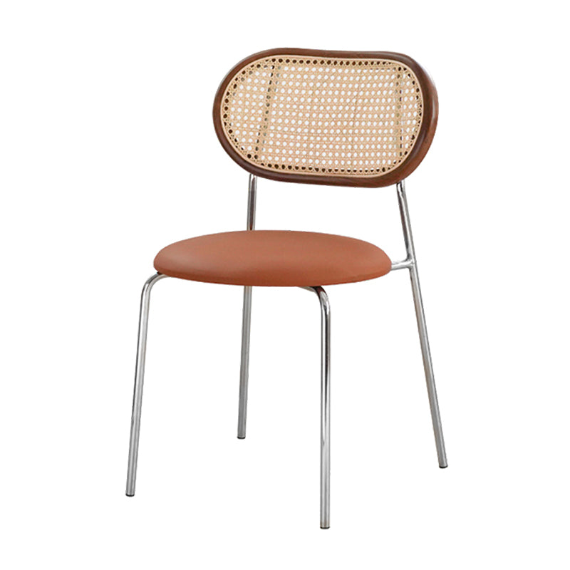 Modern Style Dining Chairs Armless Side Open Back Chair with Metal Legs for Kitchen Red Brown 1 Piece Clearhalo ' kitchen&dining_furn' 'Dining Chairs' 'Dining Tables & Seating' 'dining_chair' 'furn' 'furn_dining_chair' 'Furniture' 'furniture_dining_chair' 'Kitchen & Dining Furniture' 'kitchen' 4369767