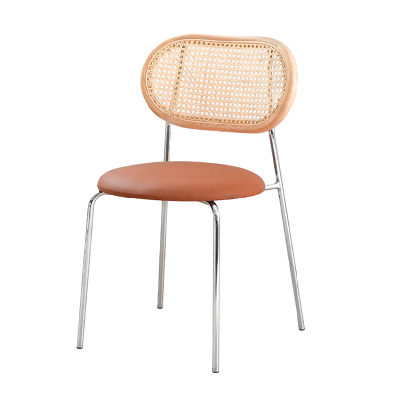 Modern Style Dining Chairs Armless Side Open Back Chair with Metal Legs for Kitchen Orange Yellow 1 Piece Clearhalo ' kitchen&dining_furn' 'Dining Chairs' 'Dining Tables & Seating' 'dining_chair' 'furn' 'furn_dining_chair' 'Furniture' 'furniture_dining_chair' 'Kitchen & Dining Furniture' 'kitchen' 4369775