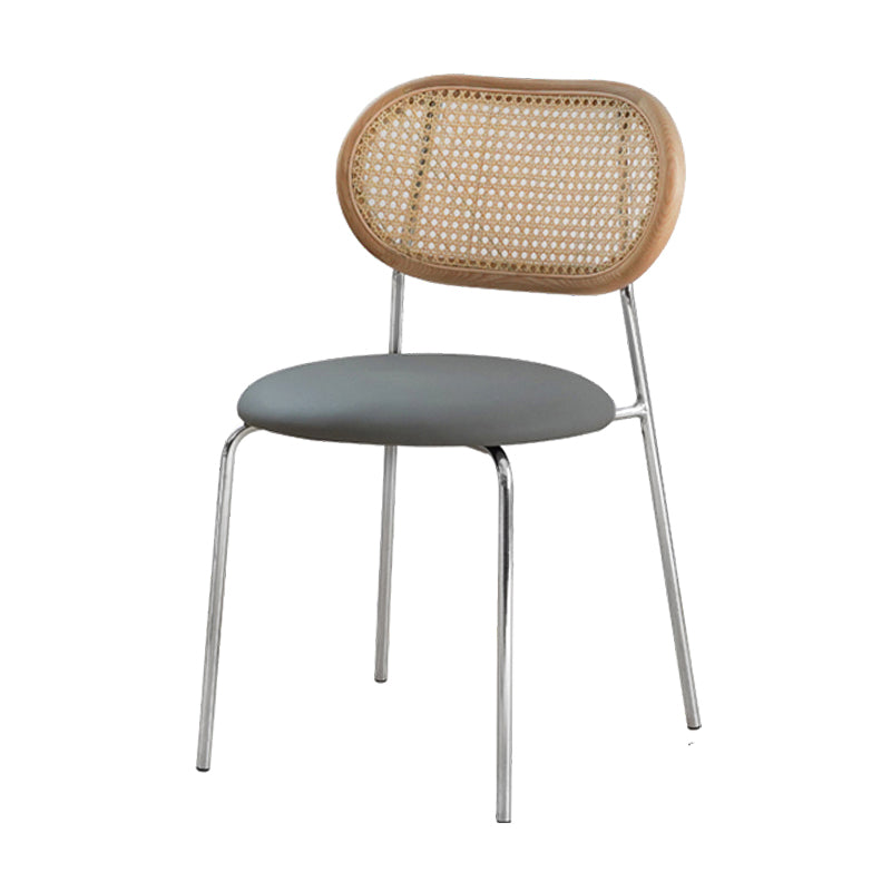 Modern Style Dining Chairs Armless Side Open Back Chair with Metal Legs for Kitchen Silver Gray 1 Piece Clearhalo ' kitchen&dining_furn' 'Dining Chairs' 'Dining Tables & Seating' 'dining_chair' 'furn' 'furn_dining_chair' 'Furniture' 'furniture_dining_chair' 'Kitchen & Dining Furniture' 'kitchen' 4369777