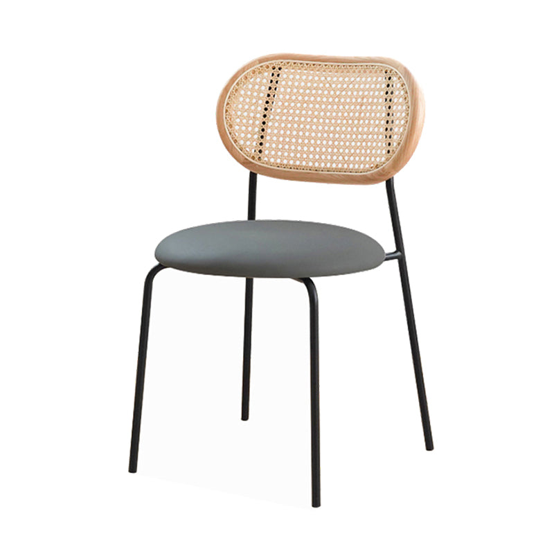 Modern Style Dining Chairs Armless Side Open Back Chair with Metal Legs for Kitchen Gray-White 1 Piece Clearhalo ' kitchen&dining_furn' 'Dining Chairs' 'Dining Tables & Seating' 'dining_chair' 'furn' 'furn_dining_chair' 'Furniture' 'furniture_dining_chair' 'Kitchen & Dining Furniture' 'kitchen' 4369779