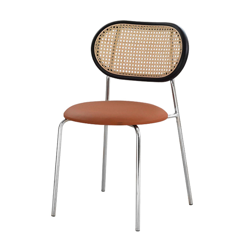 Modern Style Dining Chairs Armless Side Open Back Chair with Metal Legs for Kitchen Orange Black 1 Piece Clearhalo ' kitchen&dining_furn' 'Dining Chairs' 'Dining Tables & Seating' 'dining_chair' 'furn' 'furn_dining_chair' 'Furniture' 'furniture_dining_chair' 'Kitchen & Dining Furniture' 'kitchen' 4369785