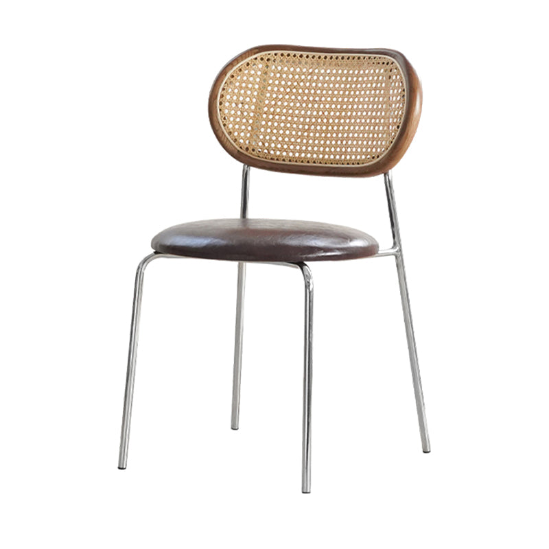 Modern Style Dining Chairs Armless Side Open Back Chair with Metal Legs for Kitchen Yellow-Brown 1 Piece Clearhalo ' kitchen&dining_furn' 'Dining Chairs' 'Dining Tables & Seating' 'dining_chair' 'furn' 'furn_dining_chair' 'Furniture' 'furniture_dining_chair' 'Kitchen & Dining Furniture' 'kitchen' 4369787