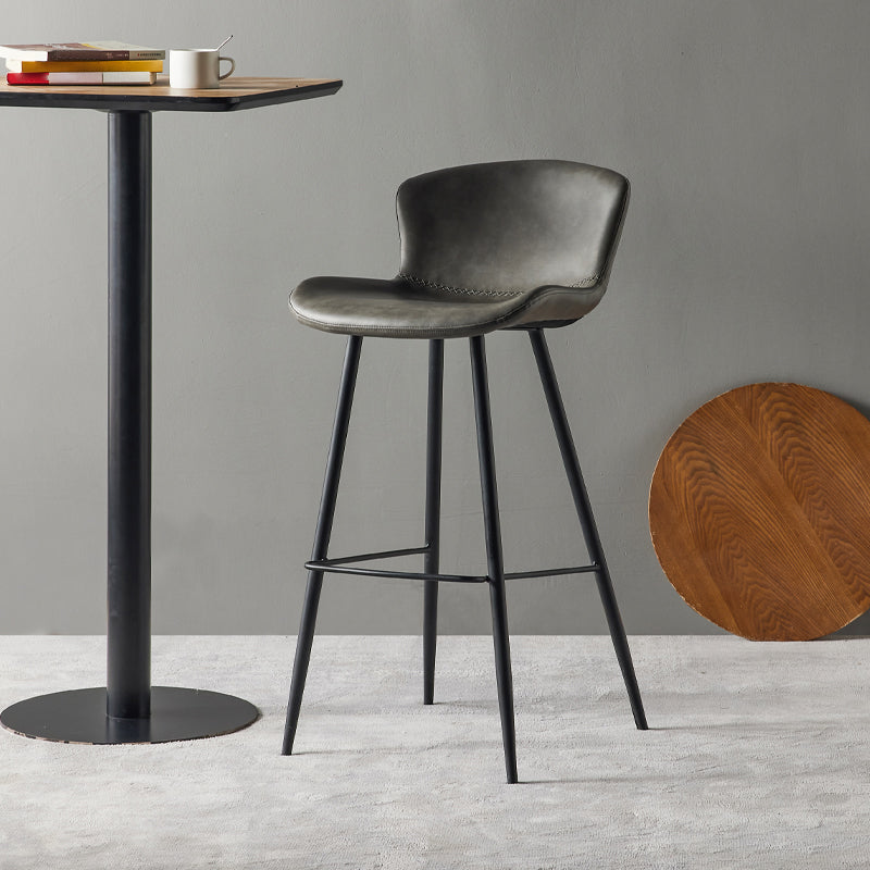 Modern Style Bar Stool Metal Base Barstools with Faux Leather Seat for Kitchen Gray 1 Piece Clearhalo 'Bar Furniture' 'Bar Stools' 'bar_stools' 'furn' 'furn_bar_stools' 'furniture_bar_stools' 'Kitchen & Dining Furniture' 'kitchen&dining_furn' 'kitchen' 'kitchen_furn' Furniture' 4371631