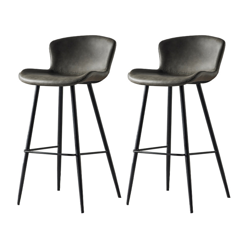 Modern Style Bar Stool Metal Base Barstools with Faux Leather Seat for Kitchen Gray 2 Piece Set Clearhalo 'Bar Furniture' 'Bar Stools' 'bar_stools' 'furn' 'furn_bar_stools' 'furniture_bar_stools' 'Kitchen & Dining Furniture' 'kitchen&dining_furn' 'kitchen' 'kitchen_furn' Furniture' 4371632