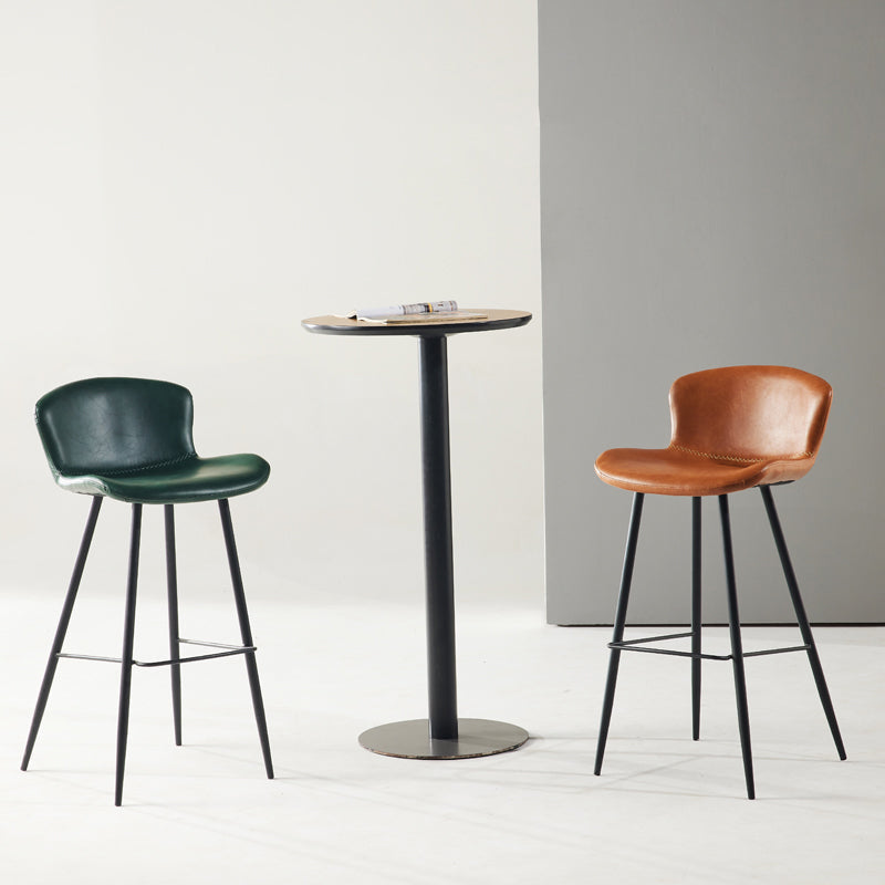 Modern Style Bar Stool Metal Base Barstools with Faux Leather Seat for Kitchen Clearhalo 'Bar Furniture' 'Bar Stools' 'bar_stools' 'furn' 'furn_bar_stools' 'furniture_bar_stools' 'Kitchen & Dining Furniture' 'kitchen&dining_furn' 'kitchen' 'kitchen_furn' Furniture' 4371634