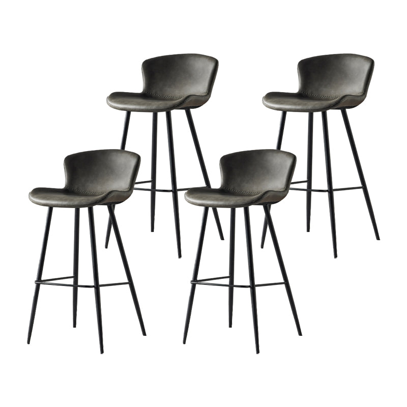 Modern Style Bar Stool Metal Base Barstools with Faux Leather Seat for Kitchen Gray 4 Piece Set Clearhalo 'Bar Furniture' 'Bar Stools' 'bar_stools' 'furn' 'furn_bar_stools' 'furniture_bar_stools' 'Kitchen & Dining Furniture' 'kitchen&dining_furn' 'kitchen' 'kitchen_furn' Furniture' 4371635