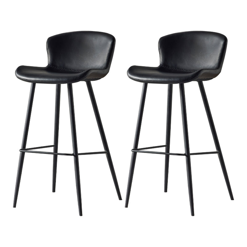 Modern Style Bar Stool Metal Base Barstools with Faux Leather Seat for Kitchen Black 2 Piece Set Clearhalo 'Bar Furniture' 'Bar Stools' 'bar_stools' 'furn' 'furn_bar_stools' 'furniture_bar_stools' 'Kitchen & Dining Furniture' 'kitchen&dining_furn' 'kitchen' 'kitchen_furn' Furniture' 4371638