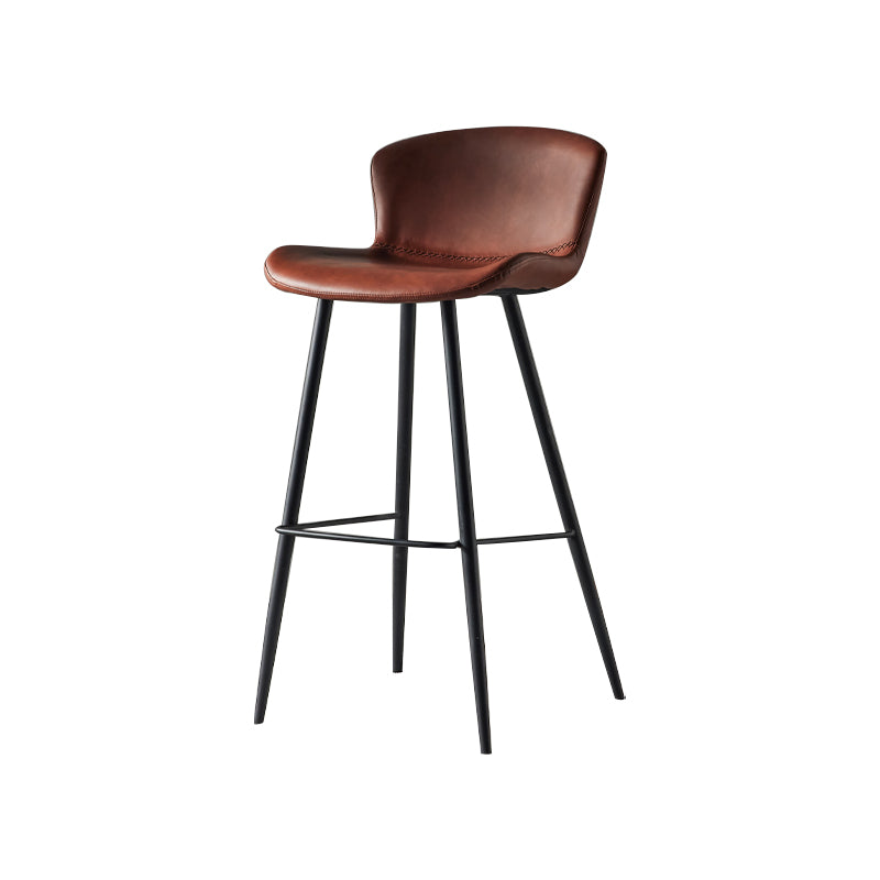 Modern Style Bar Stool Metal Base Barstools with Faux Leather Seat for Kitchen Clearhalo 'Bar Furniture' 'Bar Stools' 'bar_stools' 'furn' 'furn_bar_stools' 'furniture_bar_stools' 'Kitchen & Dining Furniture' 'kitchen&dining_furn' 'kitchen' 'kitchen_furn' Furniture' 4371639