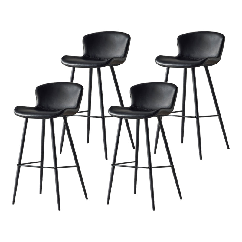Modern Style Bar Stool Metal Base Barstools with Faux Leather Seat for Kitchen Black 4 Piece Set Clearhalo 'Bar Furniture' 'Bar Stools' 'bar_stools' 'furn' 'furn_bar_stools' 'furniture_bar_stools' 'Kitchen & Dining Furniture' 'kitchen&dining_furn' 'kitchen' 'kitchen_furn' Furniture' 4371640