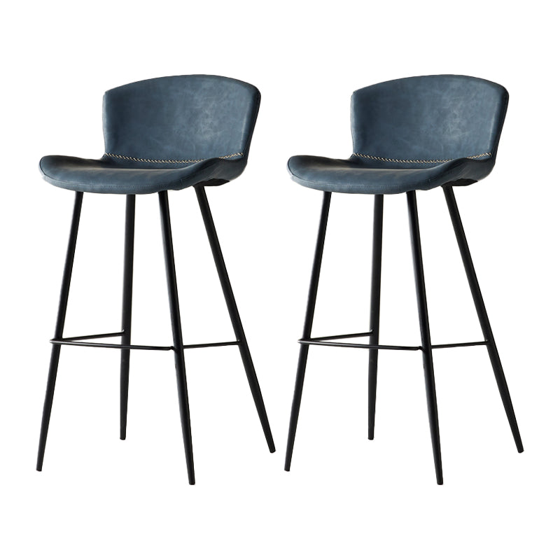 Modern Style Bar Stool Metal Base Barstools with Faux Leather Seat for Kitchen Blue 2 Piece Set Clearhalo 'Bar Furniture' 'Bar Stools' 'bar_stools' 'furn' 'furn_bar_stools' 'furniture_bar_stools' 'Kitchen & Dining Furniture' 'kitchen&dining_furn' 'kitchen' 'kitchen_furn' Furniture' 4371650