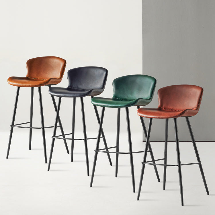 Modern Style Bar Stool Metal Base Barstools with Faux Leather Seat for Kitchen Clearhalo 'Bar Furniture' 'Bar Stools' 'bar_stools' 'furn' 'furn_bar_stools' 'furniture_bar_stools' 'Kitchen & Dining Furniture' 'kitchen&dining_furn' 'kitchen' 'kitchen_furn' Furniture' 4371651