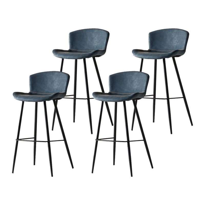 Modern Style Bar Stool Metal Base Barstools with Faux Leather Seat for Kitchen Blue 4 Piece Set Clearhalo 'Bar Furniture' 'Bar Stools' 'bar_stools' 'furn' 'furn_bar_stools' 'furniture_bar_stools' 'Kitchen & Dining Furniture' 'kitchen&dining_furn' 'kitchen' 'kitchen_furn' Furniture' 4371653