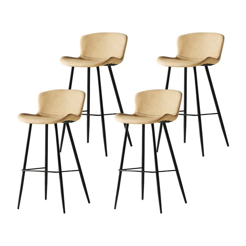 Modern Style Bar Stool Metal Base Barstools with Faux Leather Seat for Kitchen Brown 4 Piece Set Clearhalo 'Bar Furniture' 'Bar Stools' 'bar_stools' 'furn' 'furn_bar_stools' 'furniture_bar_stools' 'Kitchen & Dining Furniture' 'kitchen&dining_furn' 'kitchen' 'kitchen_furn' Furniture' 4371657