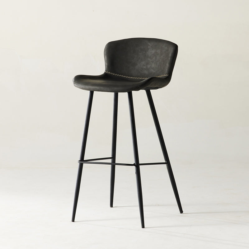 Modern Style Bar Stool Metal Base Barstools with Faux Leather Seat for Kitchen Dark Gray 1 Piece Clearhalo 'Bar Furniture' 'Bar Stools' 'bar_stools' 'furn' 'furn_bar_stools' 'furniture_bar_stools' 'Kitchen & Dining Furniture' 'kitchen&dining_furn' 'kitchen' 'kitchen_furn' Furniture' 4371661