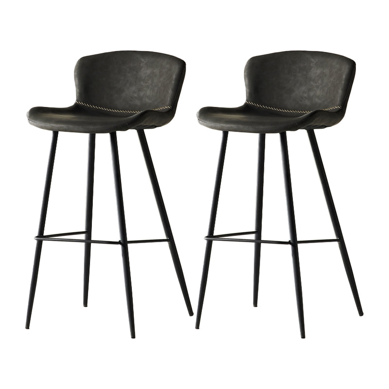 Modern Style Bar Stool Metal Base Barstools with Faux Leather Seat for Kitchen Dark Gray 2 Piece Set Clearhalo 'Bar Furniture' 'Bar Stools' 'bar_stools' 'furn' 'furn_bar_stools' 'furniture_bar_stools' 'Kitchen & Dining Furniture' 'kitchen&dining_furn' 'kitchen' 'kitchen_furn' Furniture' 4371662