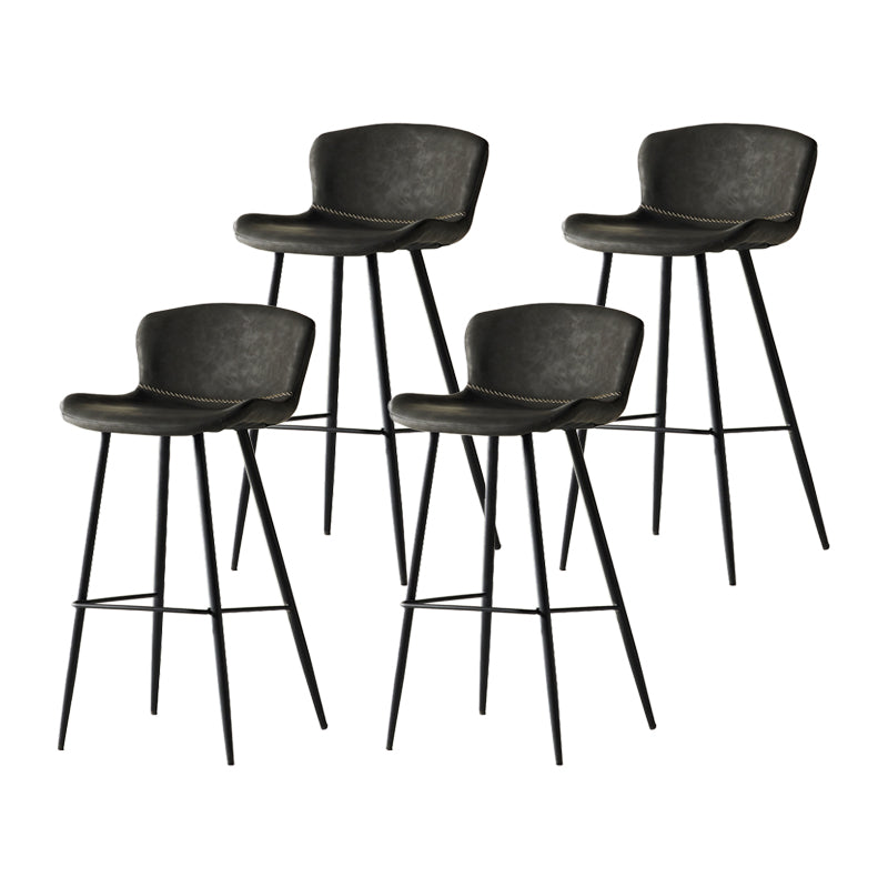 Modern Style Bar Stool Metal Base Barstools with Faux Leather Seat for Kitchen Dark Gray 4 Piece Set Clearhalo 'Bar Furniture' 'Bar Stools' 'bar_stools' 'furn' 'furn_bar_stools' 'furniture_bar_stools' 'Kitchen & Dining Furniture' 'kitchen&dining_furn' 'kitchen' 'kitchen_furn' Furniture' 4371663