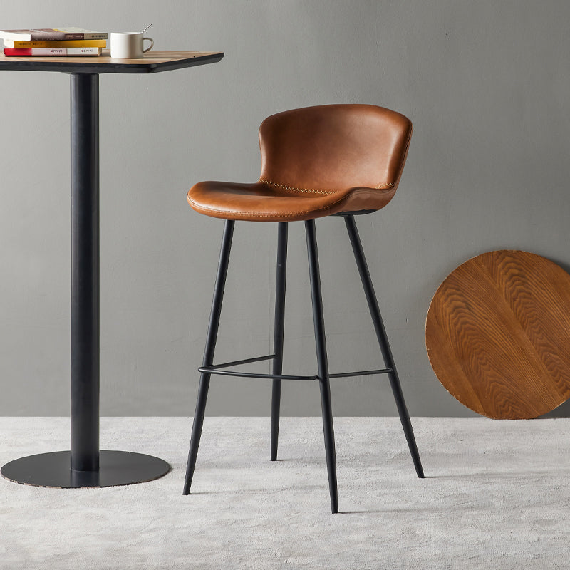 Modern Style Bar Stool Metal Base Barstools with Faux Leather Seat for Kitchen Yellow 1 Piece Clearhalo 'Bar Furniture' 'Bar Stools' 'bar_stools' 'furn' 'furn_bar_stools' 'furniture_bar_stools' 'Kitchen & Dining Furniture' 'kitchen&dining_furn' 'kitchen' 'kitchen_furn' Furniture' 4371667