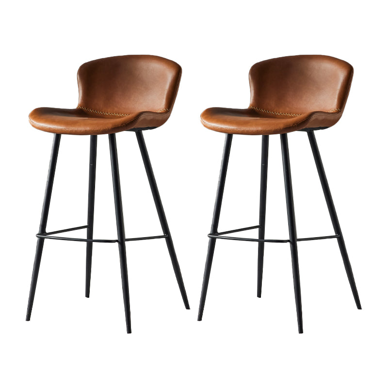 Modern Style Bar Stool Metal Base Barstools with Faux Leather Seat for Kitchen Yellow 2 Piece Set Clearhalo 'Bar Furniture' 'Bar Stools' 'bar_stools' 'furn' 'furn_bar_stools' 'furniture_bar_stools' 'Kitchen & Dining Furniture' 'kitchen&dining_furn' 'kitchen' 'kitchen_furn' Furniture' 4371668