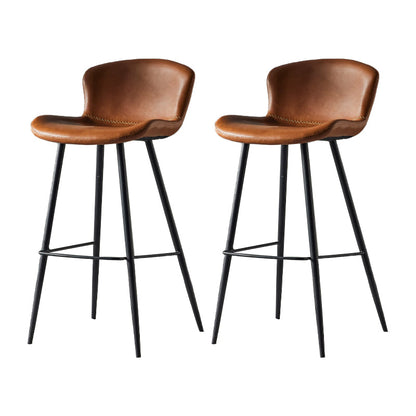 Modern Style Bar Stool Metal Base Barstools with Faux Leather Seat for Kitchen Yellow 2 Piece Set Clearhalo 'Bar Furniture' 'Bar Stools' 'bar_stools' 'furn' 'furn_bar_stools' 'furniture_bar_stools' 'Kitchen & Dining Furniture' 'kitchen&dining_furn' 'kitchen' 'kitchen_furn' Furniture' 4371668