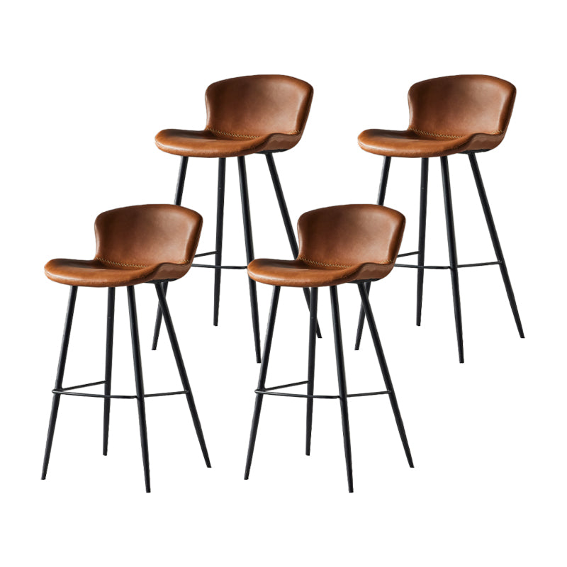 Modern Style Bar Stool Metal Base Barstools with Faux Leather Seat for Kitchen Yellow 4 Piece Set Clearhalo 'Bar Furniture' 'Bar Stools' 'bar_stools' 'furn' 'furn_bar_stools' 'furniture_bar_stools' 'Kitchen & Dining Furniture' 'kitchen&dining_furn' 'kitchen' 'kitchen_furn' Furniture' 4371669