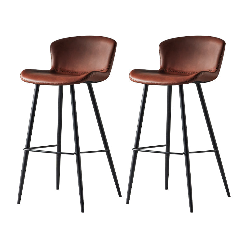 Modern Style Bar Stool Metal Base Barstools with Faux Leather Seat for Kitchen Red 2 Piece Set Clearhalo 'Bar Furniture' 'Bar Stools' 'bar_stools' 'furn' 'furn_bar_stools' 'furniture_bar_stools' 'Kitchen & Dining Furniture' 'kitchen&dining_furn' 'kitchen' 'kitchen_furn' Furniture' 4371674