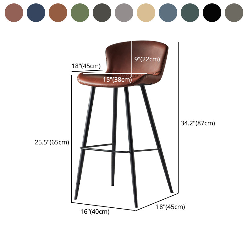 Modern Style Bar Stool Metal Base Barstools with Faux Leather Seat for Kitchen Clearhalo 'Bar Furniture' 'Bar Stools' 'bar_stools' 'furn' 'furn_bar_stools' 'furniture_bar_stools' 'Kitchen & Dining Furniture' 'kitchen&dining_furn' 'kitchen' 'kitchen_furn' Furniture' 4371676