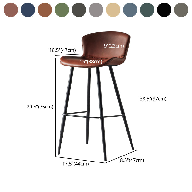 Modern Style Bar Stool Metal Base Barstools with Faux Leather Seat for Kitchen Clearhalo 'Bar Furniture' 'Bar Stools' 'bar_stools' 'furn' 'furn_bar_stools' 'furniture_bar_stools' 'Kitchen & Dining Furniture' 'kitchen&dining_furn' 'kitchen' 'kitchen_furn' Furniture' 4371677